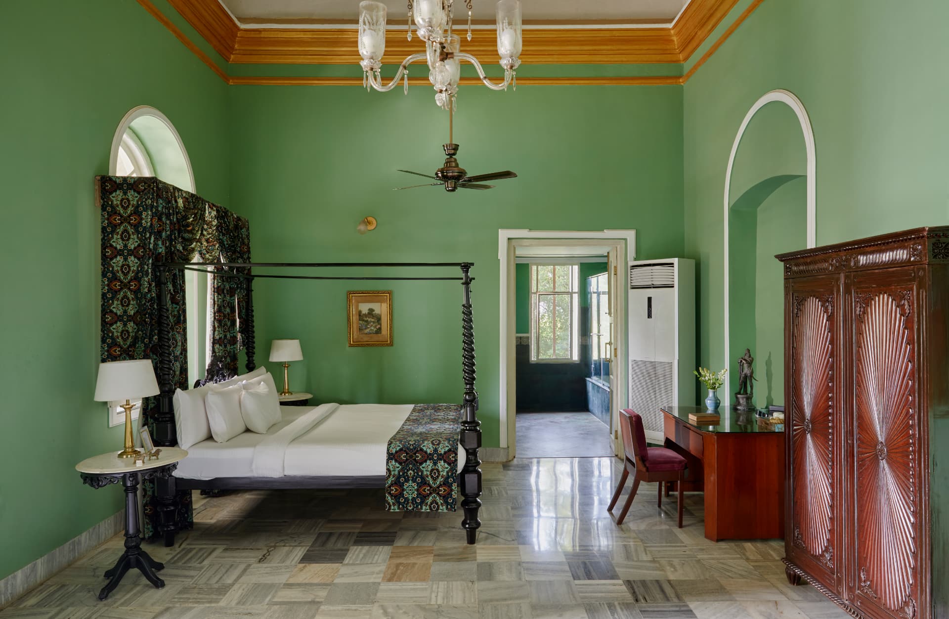 The green Emerald Suite at The Belgadia Palace
