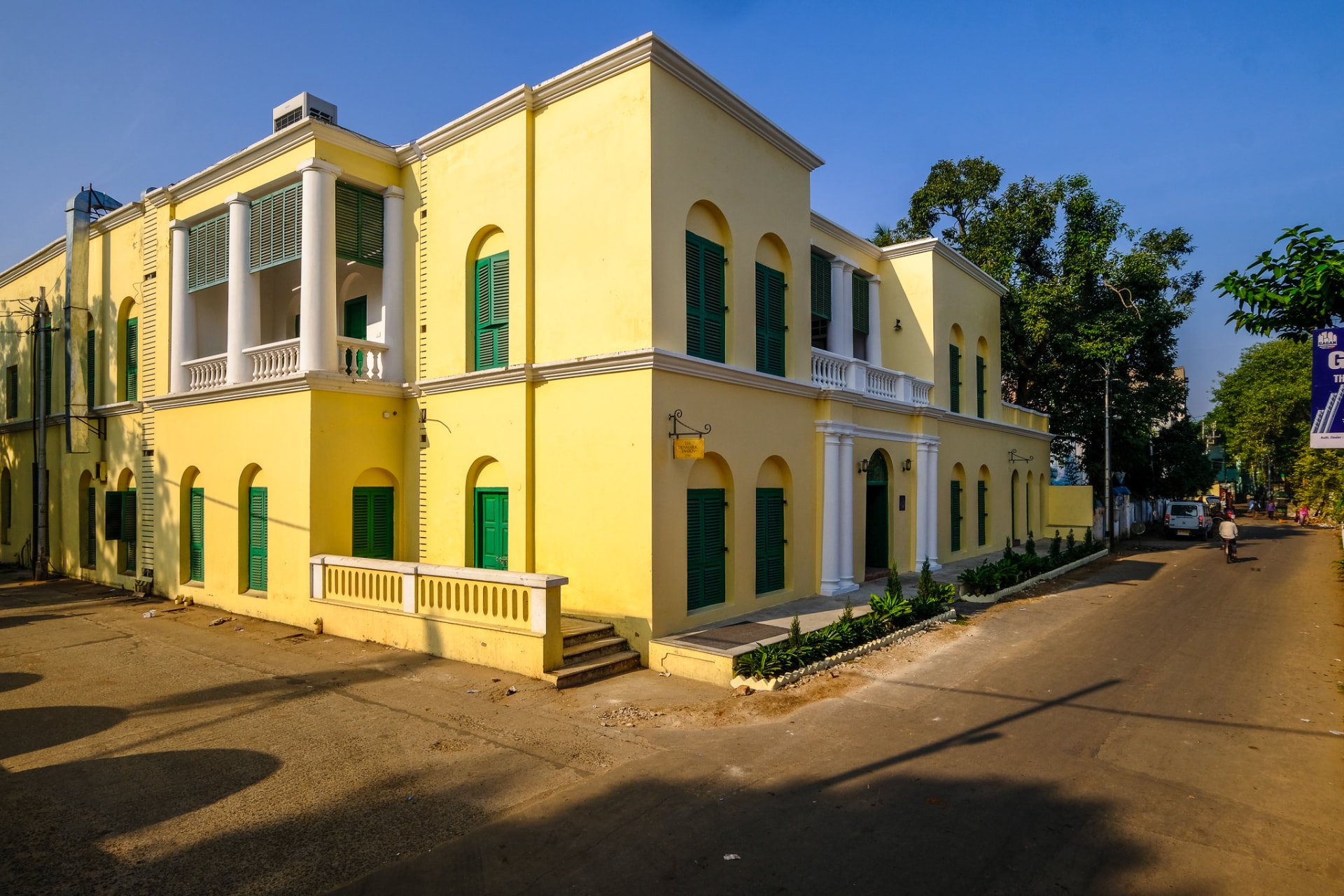 The Denmark Tavern yellow colonial facade in Serampore, India