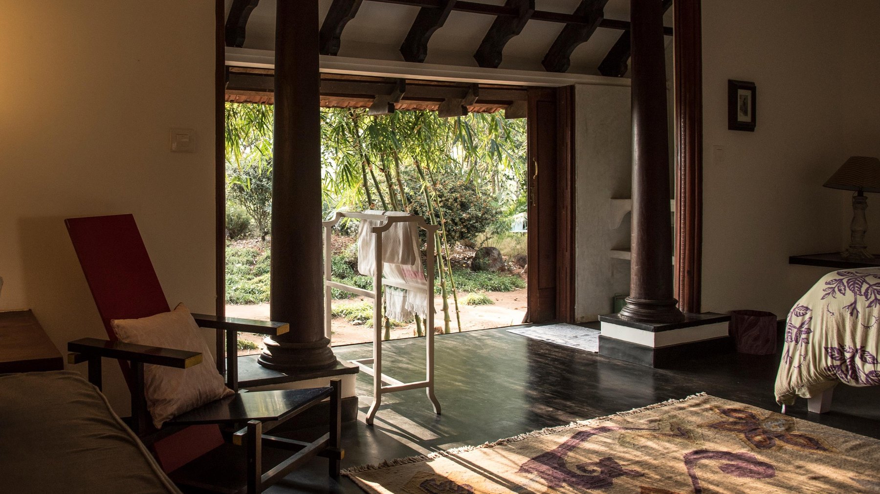 Garden-facing guest room at Rajakkad Estate