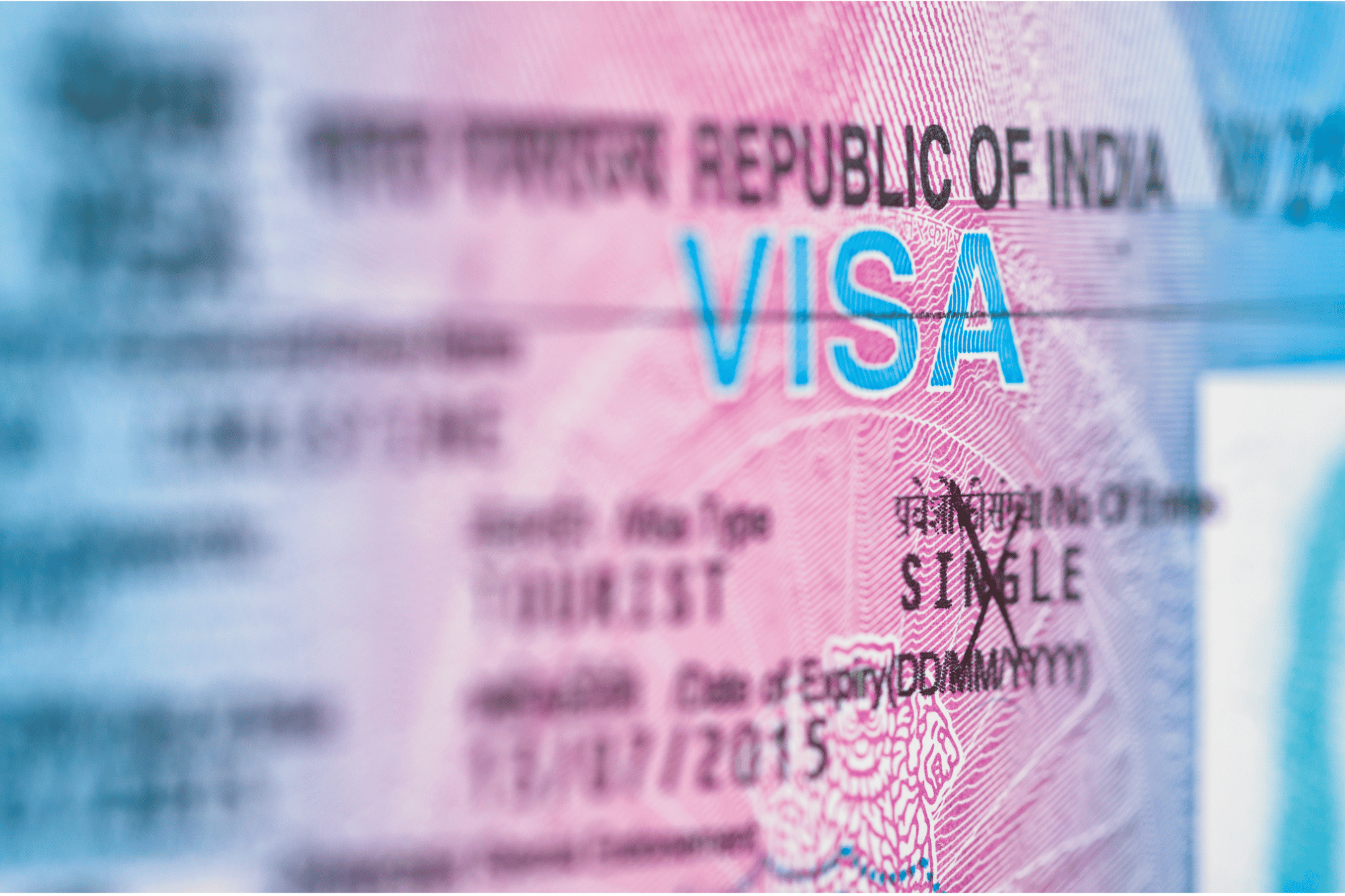 Close-up of an Indian visa
